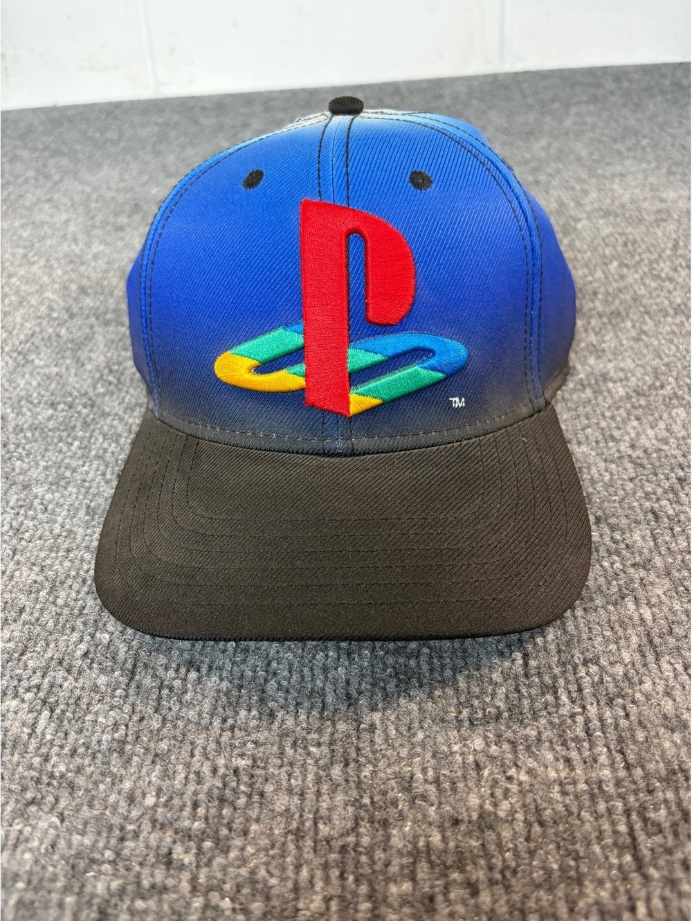PlayStation Ombré Blue & Black Stretch Gamer  Cap OSFM 2018 Embroidered Logo NWT